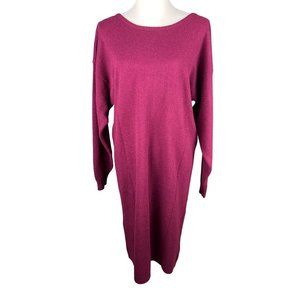 Vintage D.D. Sloane Lambswool V Back Long Sleeve Purple Sweater Dress